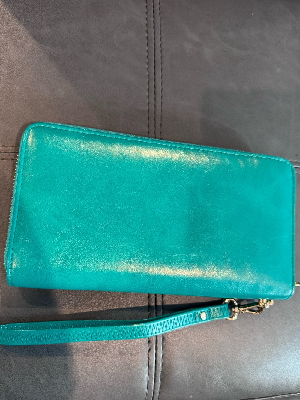 Teal Leather Wristlet Wallet - Women Bags